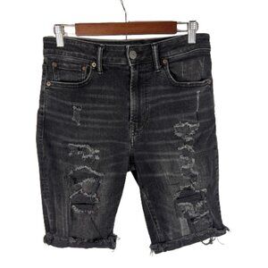 American Eagle Mens Jean Shorts Next Level Airflex Distressed Gray Black Size 30